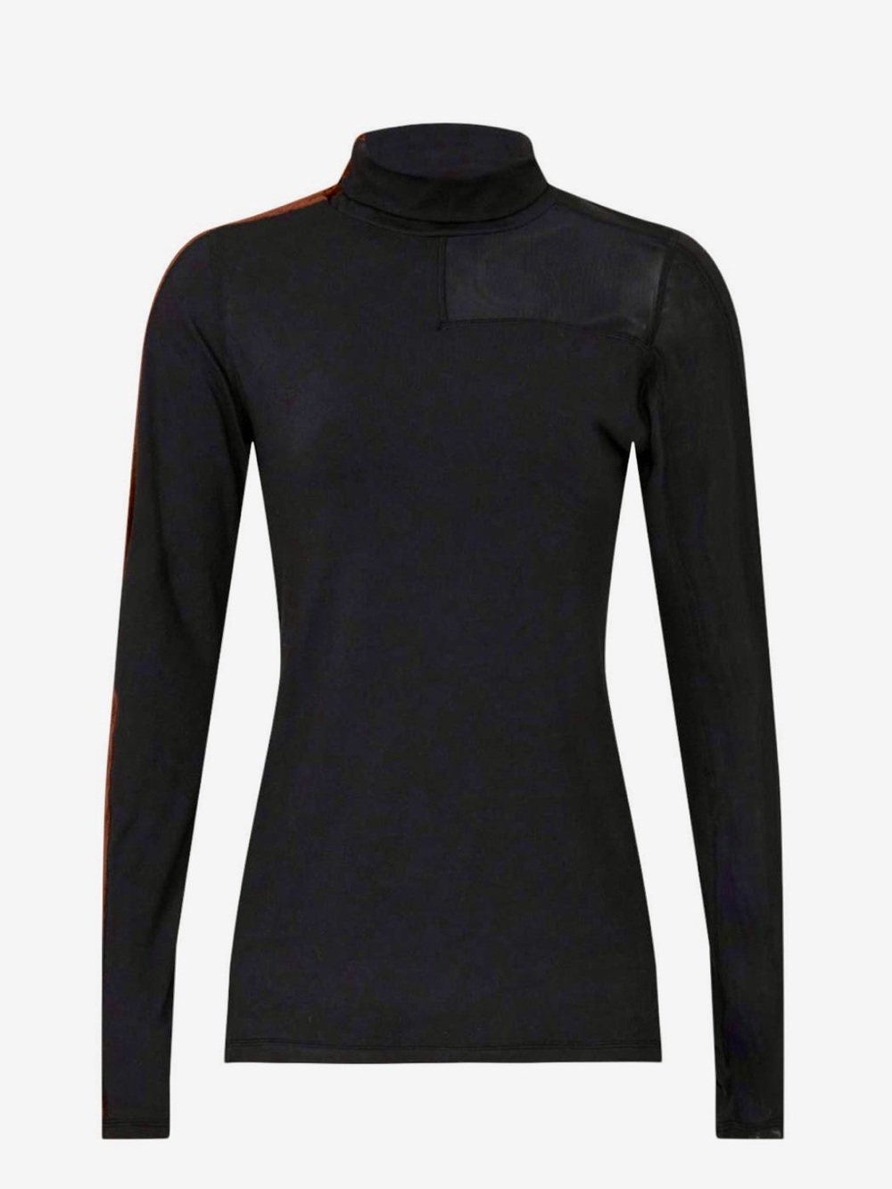 ALALA Race Turtleneck Top Black & Brown Velvet Mesh Long Sleeve Size Medium